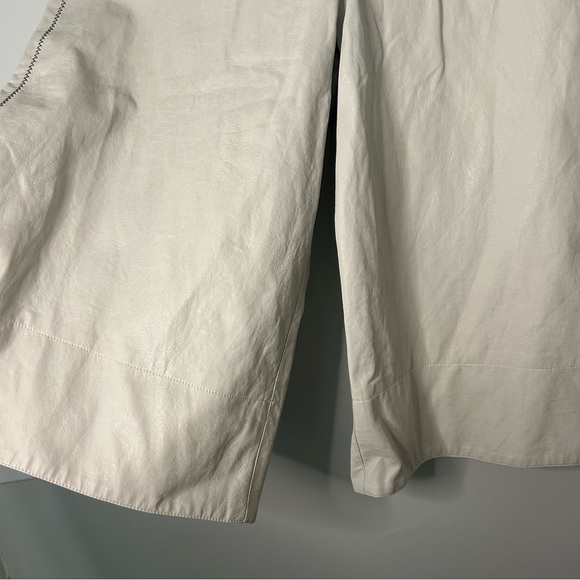 Beatrice B Met Faux Leather Culottes Cream Pants - Picture 5 of 10